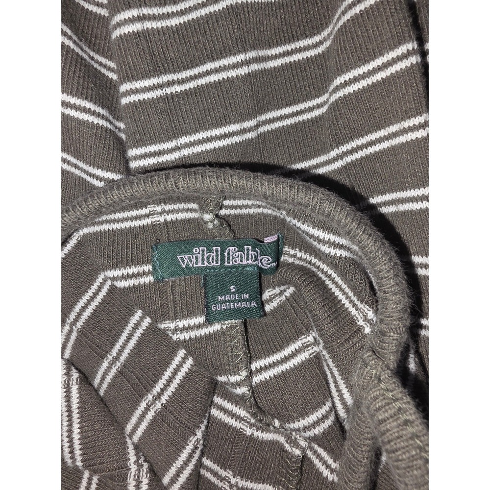 Wild Fable Olive Green Striped Ribbed Midi Dress Spaghetti Strap Small - Picture 4 of 4